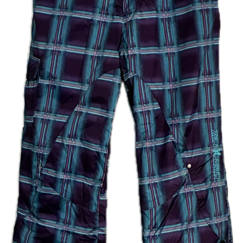 ZeroXposur Kids Plaid Snow Bottoms - Teal and Navy